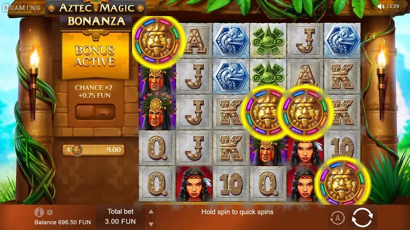 Aztec Magic Bonanza slot machine symbols by Hugewin.