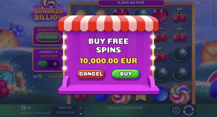 Bonanza Billion slot free spins by Hugewin.