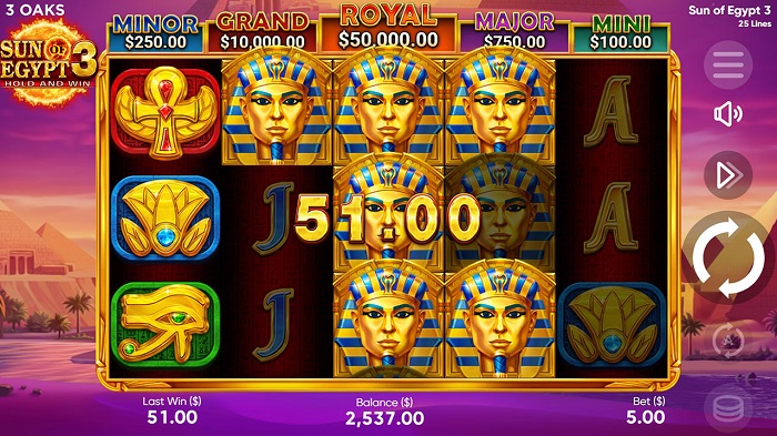 Sun of Egypt 3 slot machine symbols from Hugewin.