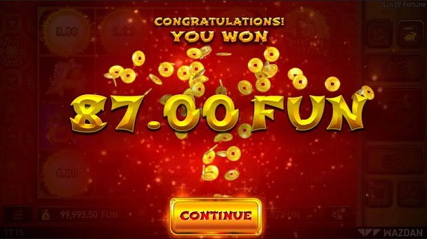 Sun of Fortune slot machine big win from Hugewin.