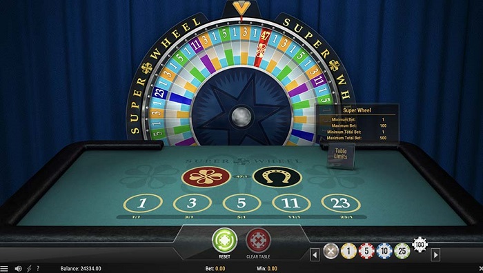 Paytable for the Super Wheel slot machine by Hugewin.